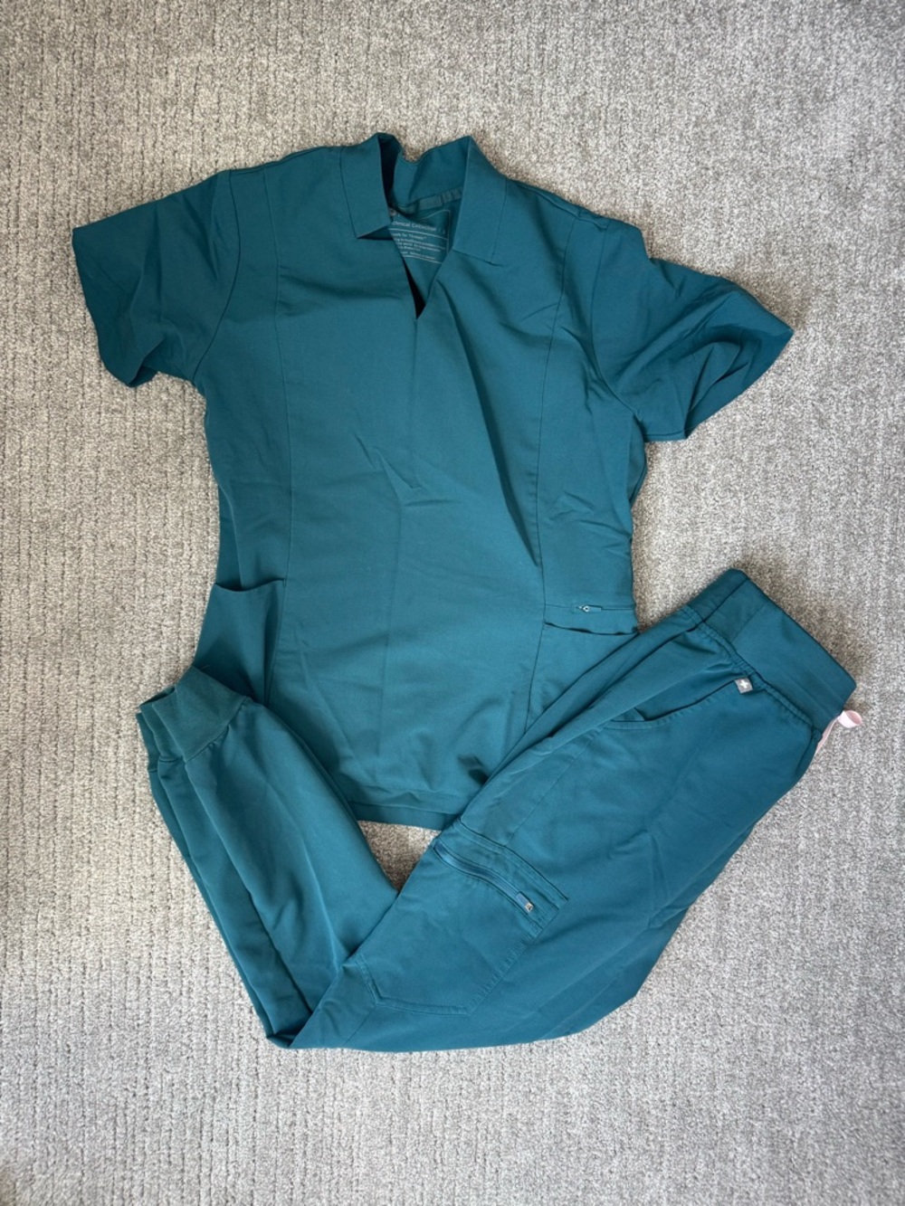 Figs Caribbean blue scrub set. Slim top, high waisted Zamora joggers